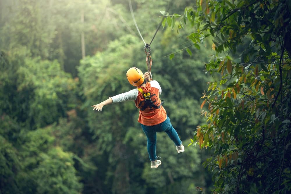 Zip line in Xplor Park, Cancun