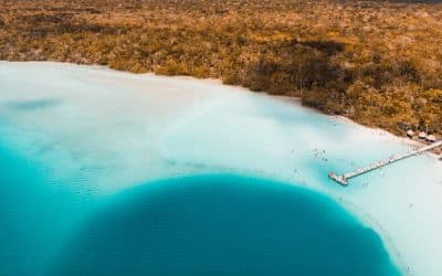 Bird's eye view of the cenote lagoon Kaan Suun